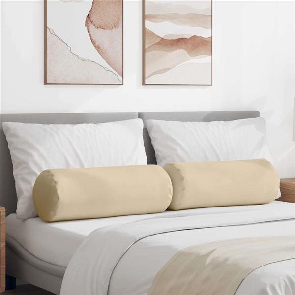 Grote foto vidaxl bolster kussens 2 pcs cr me 25 x 70 cm microvezel stof huis en inrichting woningdecoratie