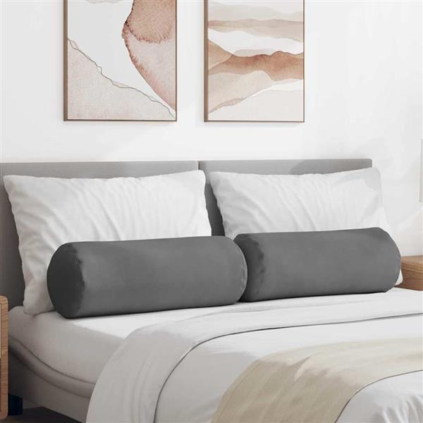 Grote foto vidaxl bolster kussens 2 pcs donkergrijs 25 x 70 cm microvezel stof huis en inrichting woningdecoratie