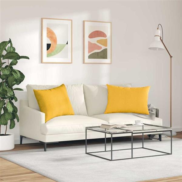 Grote foto vidaxl sofa kussens 2 pcs lichtgeel 70 x 50 cm katoen stof huis en inrichting woningdecoratie
