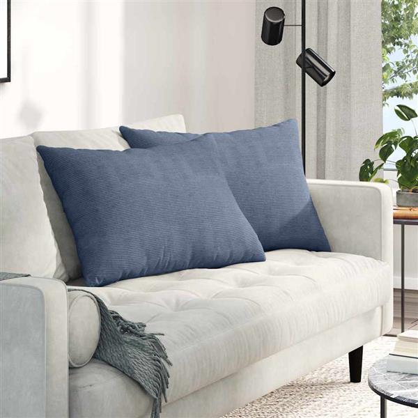 Grote foto vidaxl sofa kussens 2 pcs blauw 70 x 50 cm katoen stof huis en inrichting woningdecoratie