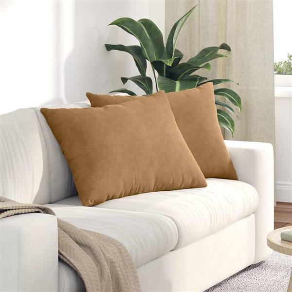 Grote foto vidaxl sofa kussens 2 pcs bruin 70 x 50 cm katoen stof huis en inrichting woningdecoratie