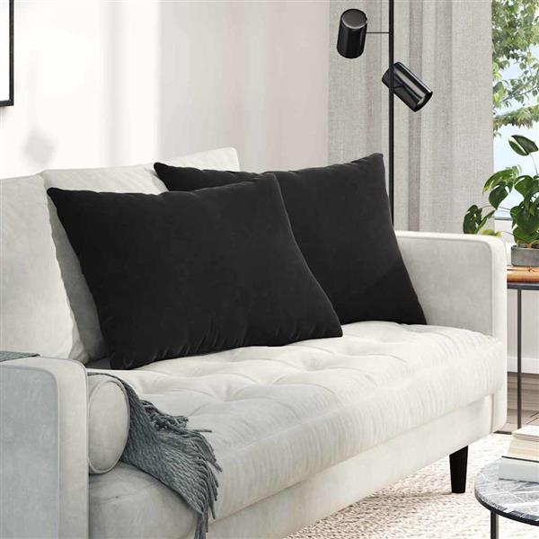 Grote foto vidaxl sofa kussens 2 pcs zwart 70 x 50 cm katoen stof huis en inrichting woningdecoratie
