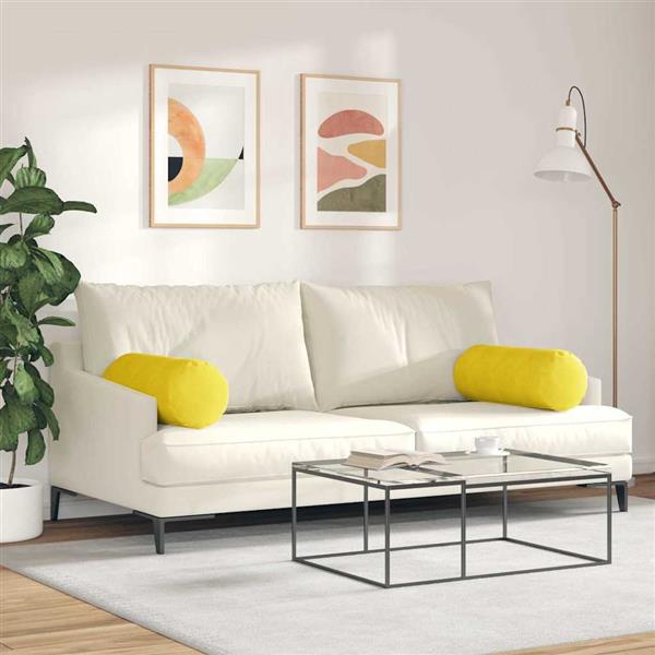 Grote foto vidaxl bolster kussens 2 pcs geel 25 x 70 cm katoen stof huis en inrichting woningdecoratie