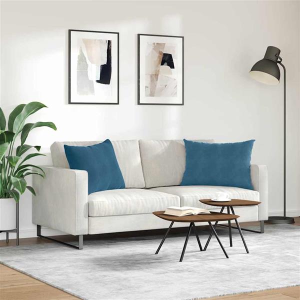 Grote foto vidaxl sofa kussens 2 pcs blauw 70 x 50 cm katoen stof huis en inrichting woningdecoratie