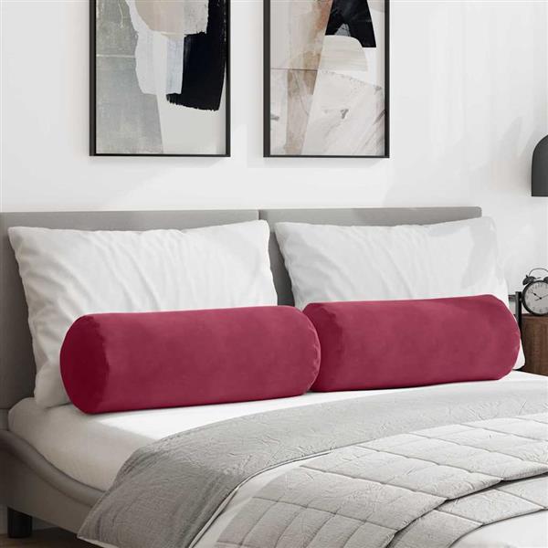 Grote foto vidaxl bolster kussens 2 pcs wijnrood 25 x 70 cm katoen stof huis en inrichting woningdecoratie