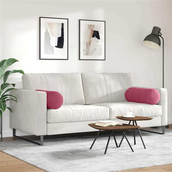 Grote foto vidaxl bolster kussens 2 pcs wijnrood 25 x 70 cm katoen stof huis en inrichting woningdecoratie