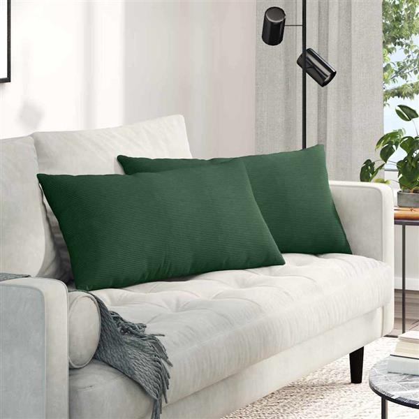 Grote foto vidaxl sofa kussens 2 pcs donkergroen 80 x 40 cm katoen stof huis en inrichting woningdecoratie