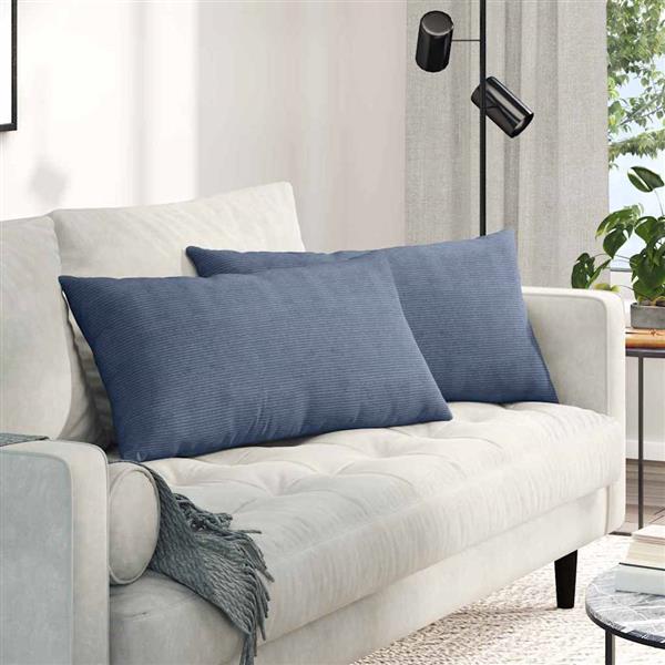 Grote foto vidaxl sofa kussens 2 pcs blauw 80 x 40 cm katoen stof huis en inrichting woningdecoratie