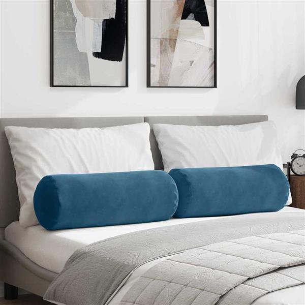 Grote foto vidaxl bolster kussens 2 pcs blauw 25 x 70 cm katoen stof huis en inrichting woningdecoratie