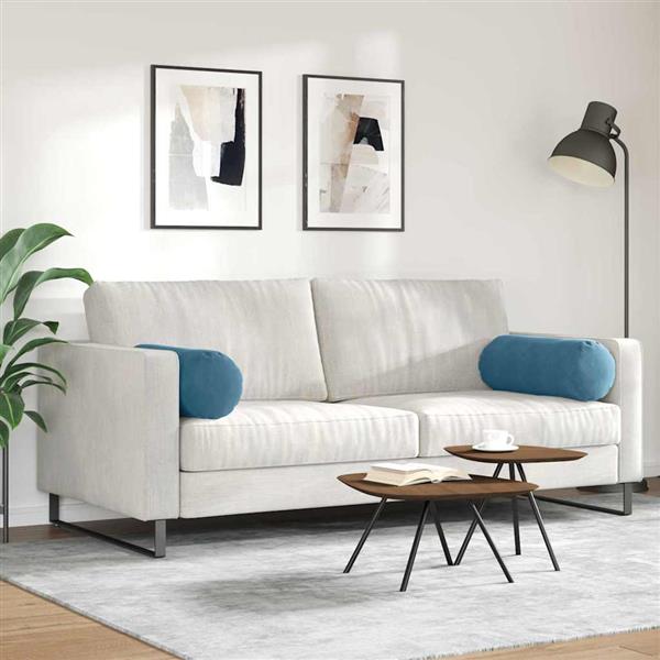 Grote foto vidaxl bolster kussens 2 pcs blauw 25 x 70 cm katoen stof huis en inrichting woningdecoratie