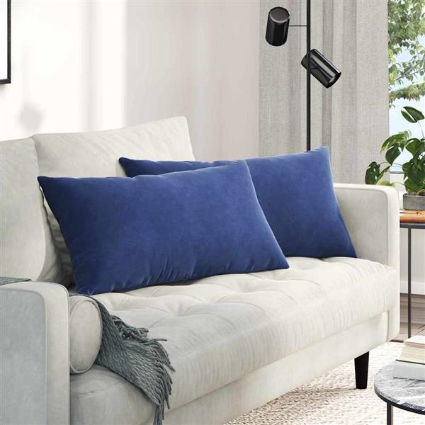 Grote foto vidaxl sofa kussens 2 pcs politieblauw 80 x 40 cm katoen stof huis en inrichting woningdecoratie
