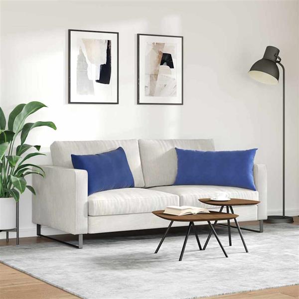 Grote foto vidaxl sofa kussens 2 pcs politieblauw 80 x 40 cm katoen stof huis en inrichting woningdecoratie
