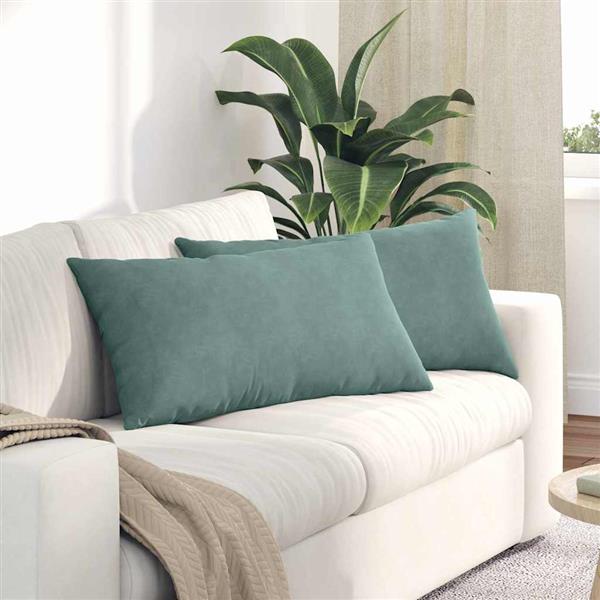 Grote foto vidaxl sofa kussens 2 pcs zeegroen 80 x 40 cm katoen stof huis en inrichting woningdecoratie