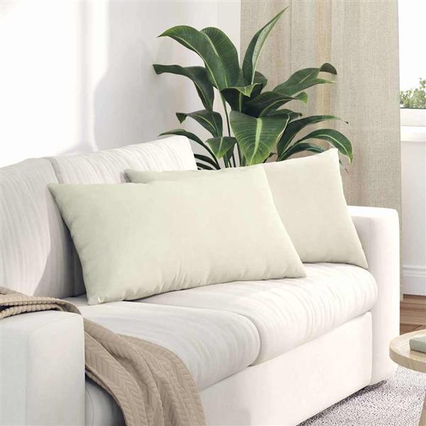 Grote foto vidaxl sofa kussens 2 pcs cr me 80 x 40 cm katoen stof huis en inrichting woningdecoratie