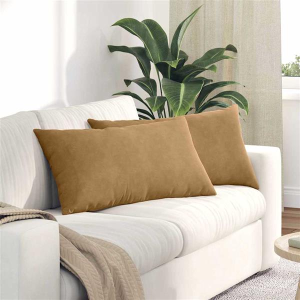 Grote foto vidaxl sofa kussens 2 pcs bruin 80 x 40 cm katoen stof huis en inrichting woningdecoratie