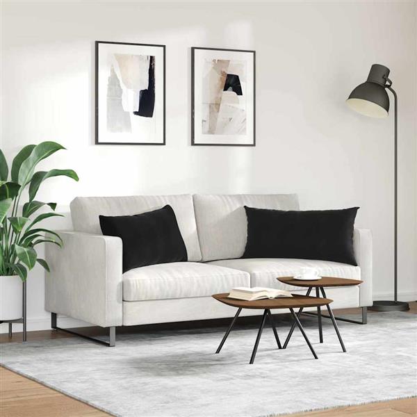 Grote foto vidaxl sofa kussens 2 pcs zwart 80 x 40 cm katoen stof huis en inrichting woningdecoratie