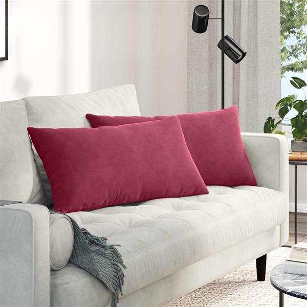 Grote foto vidaxl sofa kussens 2 pcs wijnrood 80 x 40 cm katoen stof huis en inrichting woningdecoratie