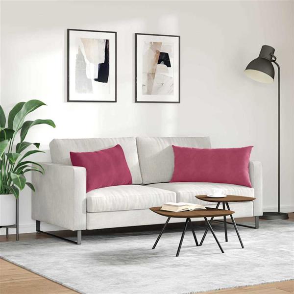 Grote foto vidaxl sofa kussens 2 pcs wijnrood 80 x 40 cm katoen stof huis en inrichting woningdecoratie