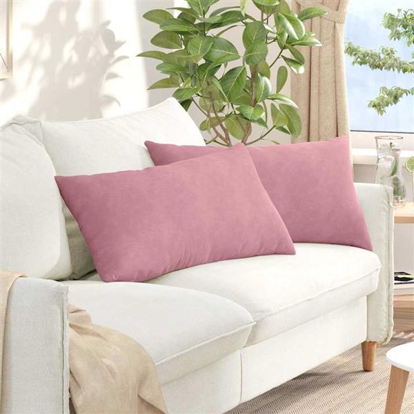 Grote foto vidaxl sofa kussens 2 pcs roze 80 x 40 cm katoen stof huis en inrichting woningdecoratie