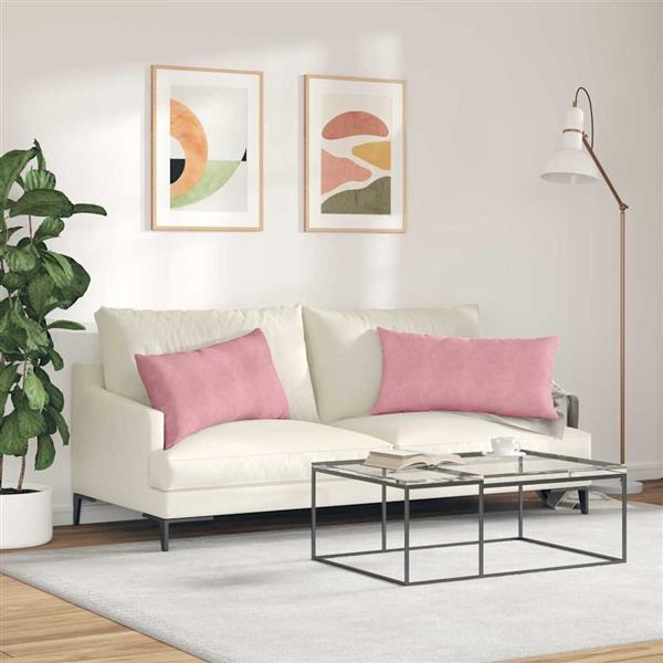 Grote foto vidaxl sofa kussens 2 pcs roze 80 x 40 cm katoen stof huis en inrichting woningdecoratie