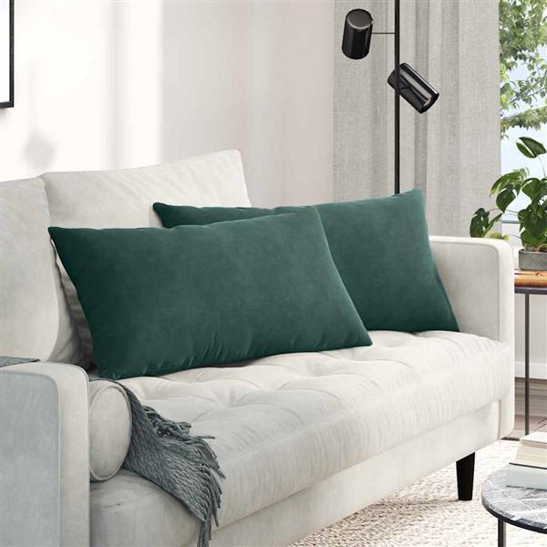 Grote foto vidaxl sofa kussens 2 pcs donkergroen 80 x 40 cm katoen stof huis en inrichting woningdecoratie