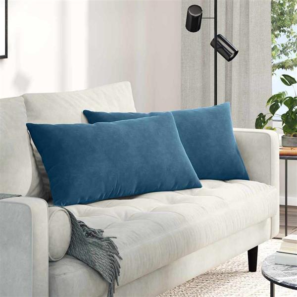 Grote foto vidaxl sofa kussens 2 pcs blauw 80 x 40 cm katoen stof huis en inrichting woningdecoratie