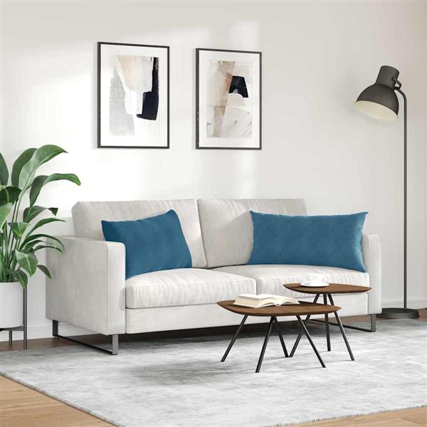 Grote foto vidaxl sofa kussens 2 pcs blauw 80 x 40 cm katoen stof huis en inrichting woningdecoratie