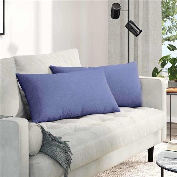 Grote foto vidaxl sofa kussens 2 pcs blauw 80 x 40 cm stof huis en inrichting woningdecoratie