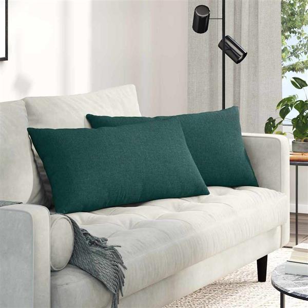 Grote foto vidaxl sofa kussens 2 pcs donkergroen 80 x 40 cm stof huis en inrichting woningdecoratie