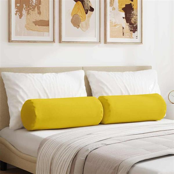 Grote foto vidaxl bolster kussens 2 pcs lichtgeel 25 x 70 cm stof huis en inrichting woningdecoratie