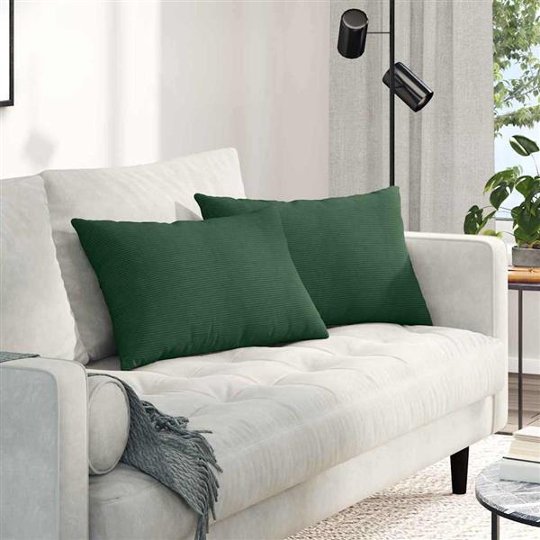 Grote foto vidaxl sofa kussens 2 pcs donkergroen 60 x 40 cm katoen stof huis en inrichting woningdecoratie