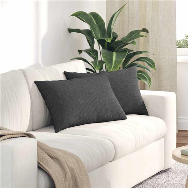 Grote foto vidaxl sofa kussens 2 pcs donkergrijs 60 x 40 cm katoen stof huis en inrichting woningdecoratie