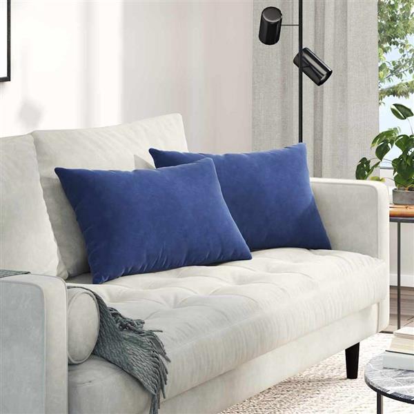 Grote foto vidaxl sofa kussens 2 pcs politieblauw 60 x 40 cm katoen stof huis en inrichting woningdecoratie