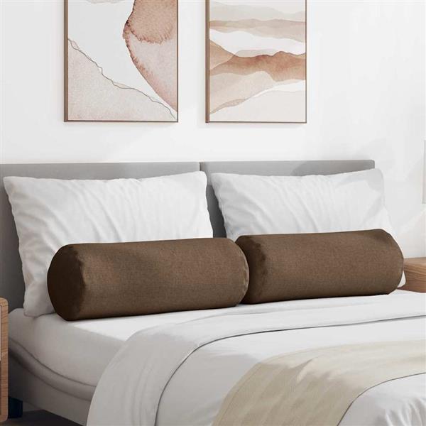 Grote foto vidaxl bolster kussens 2 pcs bruin 25 x 70 cm stof huis en inrichting woningdecoratie