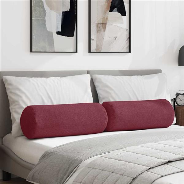 Grote foto vidaxl bolster kussens 2 pcs wijnrood 25 x 70 cm stof huis en inrichting woningdecoratie