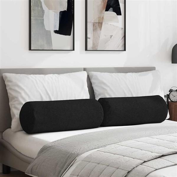 Grote foto vidaxl bolster kussens 2 pcs zwart 25 x 70 cm stof huis en inrichting woningdecoratie