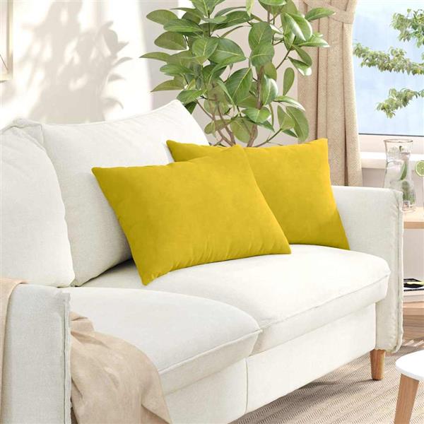 Grote foto vidaxl sofa kussens 2 pcs geel 60 x 40 cm katoen stof huis en inrichting woningdecoratie