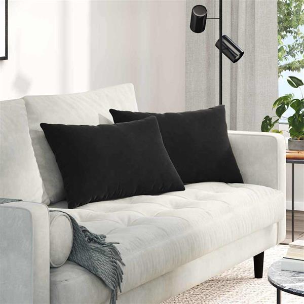 Grote foto vidaxl sofa kussens 2 pcs zwart 60 x 40 cm katoen stof huis en inrichting woningdecoratie