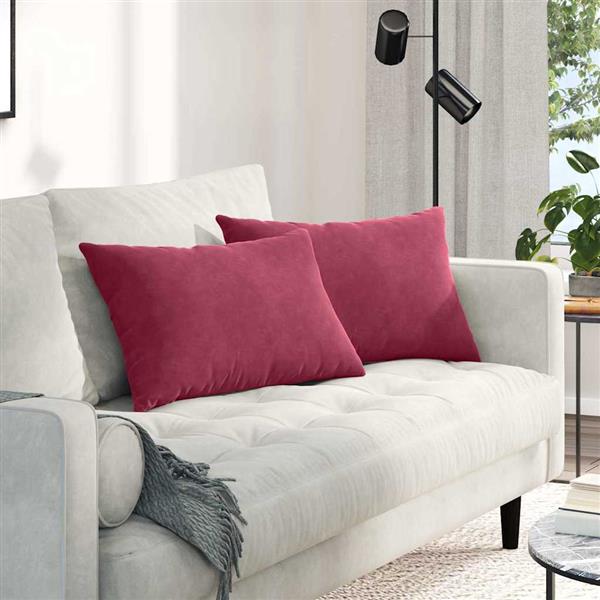 Grote foto vidaxl sofa kussens 2 pcs wijnrood 60 x 40 cm katoen stof huis en inrichting woningdecoratie
