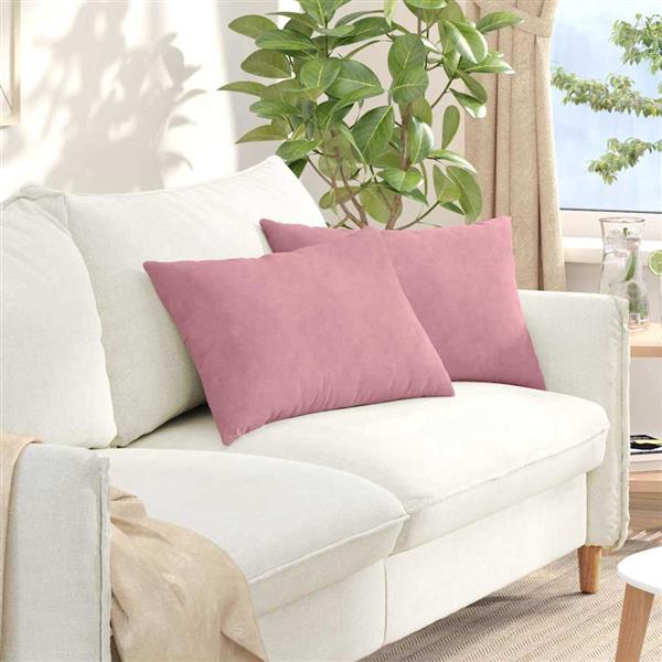 Grote foto vidaxl sofa kussens 2 pcs roze 60 x 40 cm katoen stof huis en inrichting woningdecoratie