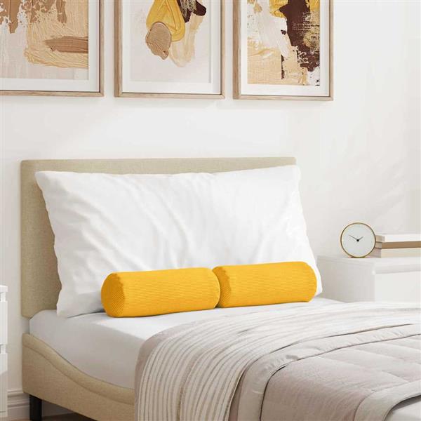 Grote foto vidaxl bolster kussens 2 pcs lichtgeel 15 x 40 cm katoen stof huis en inrichting woningdecoratie
