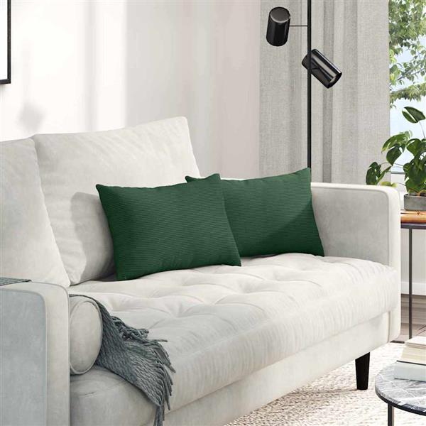 Grote foto vidaxl sofa kussens 2 pcs donkergroen 50 x 30 cm katoen stof huis en inrichting woningdecoratie