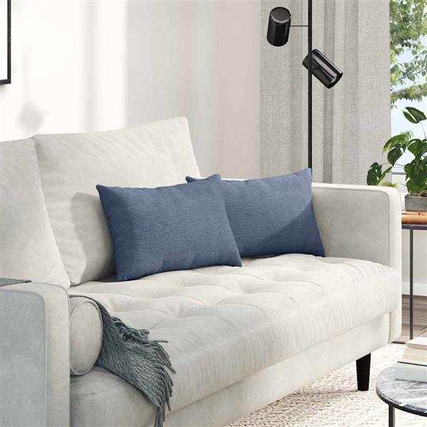 Grote foto vidaxl sofa kussens 2 pcs blauw 50 x 30 cm katoen stof huis en inrichting woningdecoratie