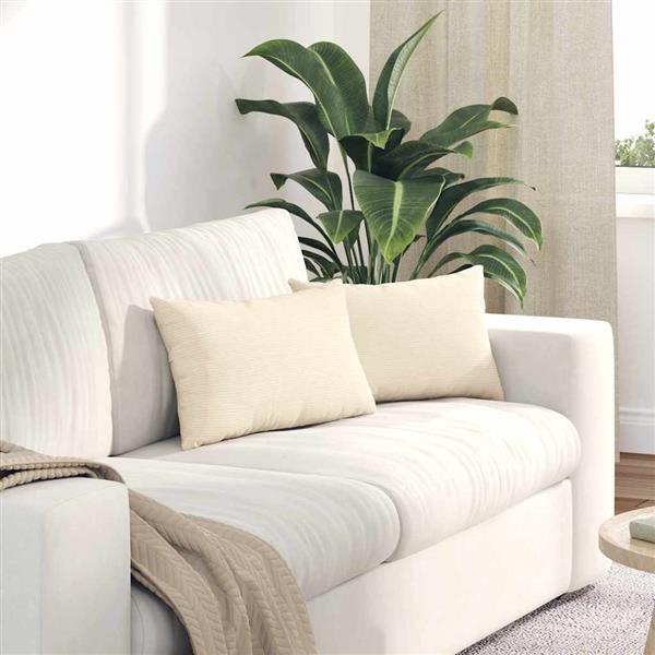 Grote foto vidaxl sofa kussens 2 pcs cr me 50 x 30 cm katoen stof huis en inrichting woningdecoratie