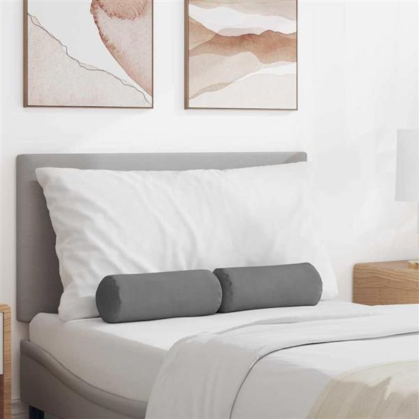 Grote foto vidaxl bolster kussens 2 pcs donkergrijs 15 x 40 cm microvezel stof huis en inrichting woningdecoratie