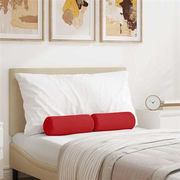 Grote foto vidaxl bolster kussens 2 pcs rood 15 x 40 cm stof huis en inrichting woningdecoratie