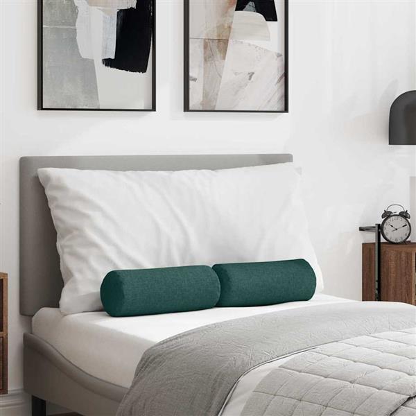 Grote foto vidaxl bolster kussens 2 pcs donkergroen 15 x 40 cm stof huis en inrichting woningdecoratie