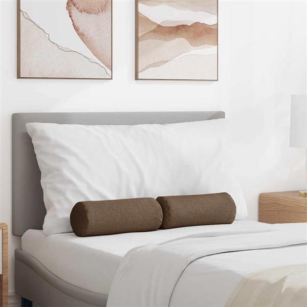 Grote foto vidaxl bolster kussens 2 pcs bruin 15 x 40 cm stof huis en inrichting woningdecoratie