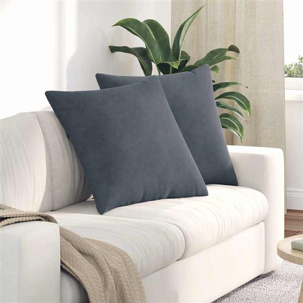 Grote foto vidaxl sofa kussens 2 pcs donkergrijs 80 x 80 cm katoen stof huis en inrichting woningdecoratie