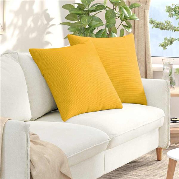 Grote foto vidaxl sofa kussens 2 pcs lichtgeel 60 x 60 cm katoen stof huis en inrichting woningdecoratie